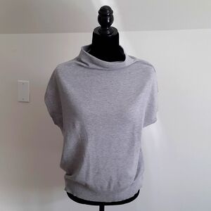 COPY - Mock neck draped sleeve short sleeve sweater